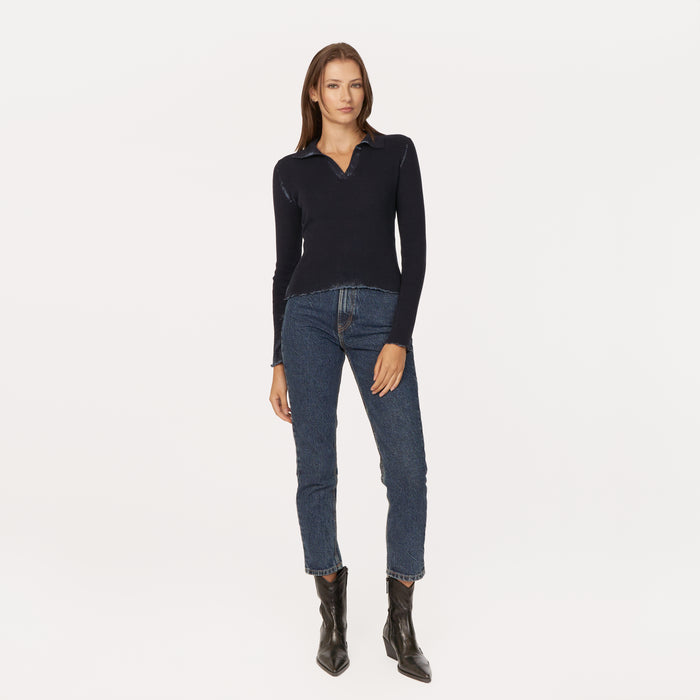 Autumn Cashmere Inked Rib Jonny Collar In Navy