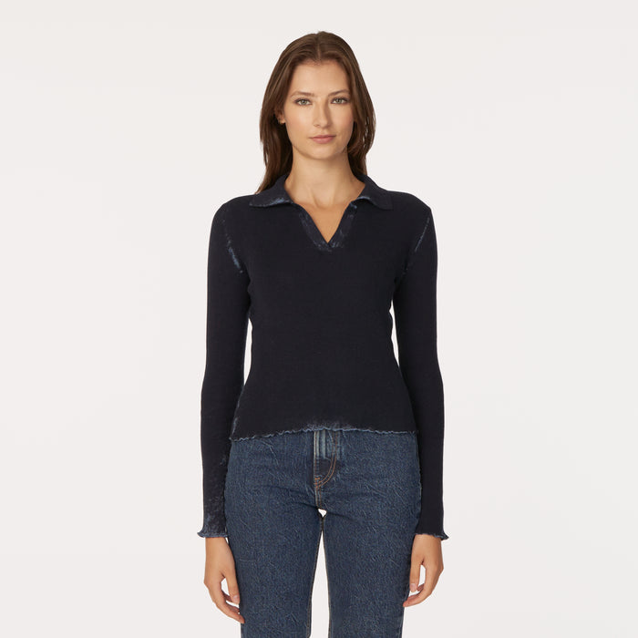 autumn cashmere Inked Rib Jonny Collar in Navy