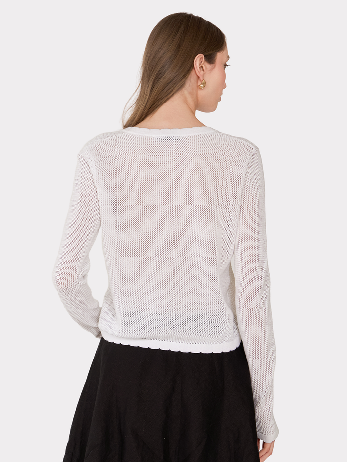 Autumn Cashmere L/S Mesh Cardigan W/ Floral Motif