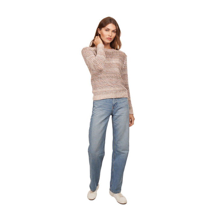 Autumn Cashmere Marled Mesh Crew In Neutral Combo