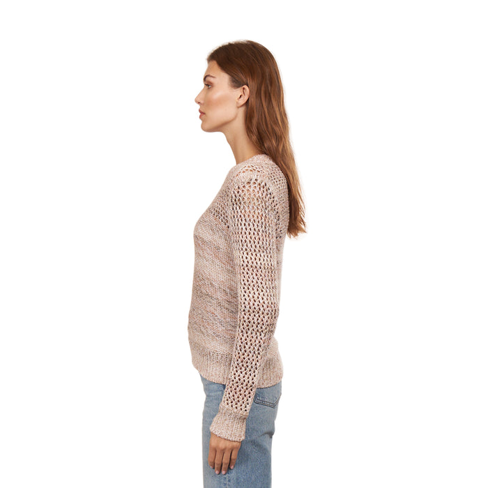 Autumn Cashmere Marled Mesh Crew In Neutral Combo