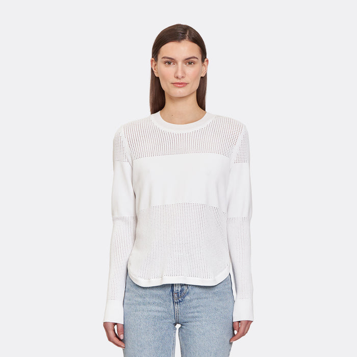 Autumn Cashmere Mesh Block Shirttail Crew