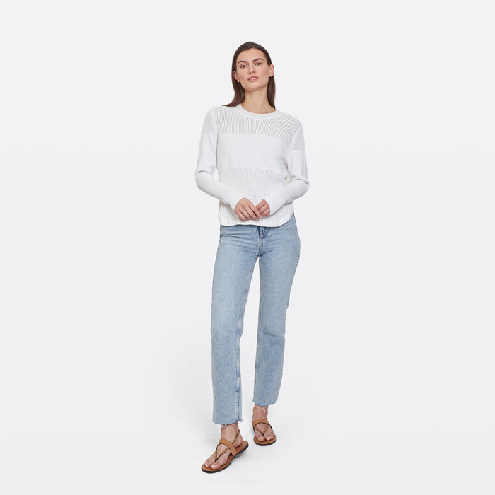 Autumn Cashmere Mesh Block Shirttail Crew