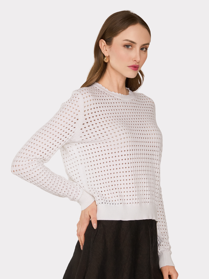 Autumn Cashmere Mesh Stitch Crew In Bleach White