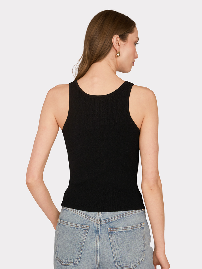 Autumn Cashmere Micro Cabled V-Neck Tank In Black