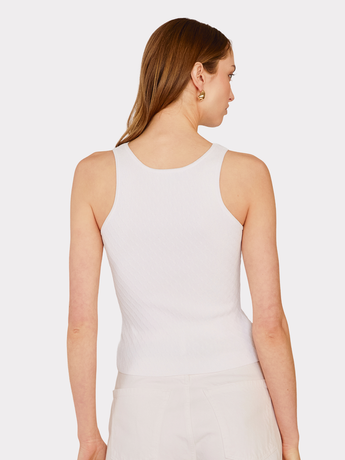 Autumn Cashmere Micro Cabled V-Neck Tank In White