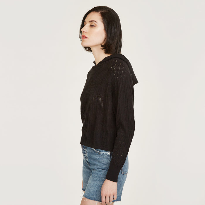 Autumn Cashmere Mixed Stitch Hoodie In Black