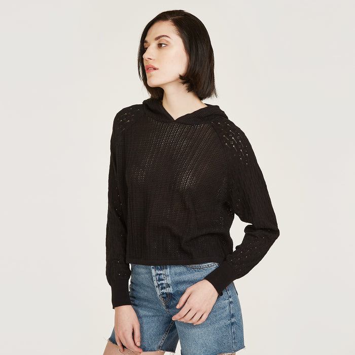 Autumn Cashmere Mixed Stitch Hoodie In Black