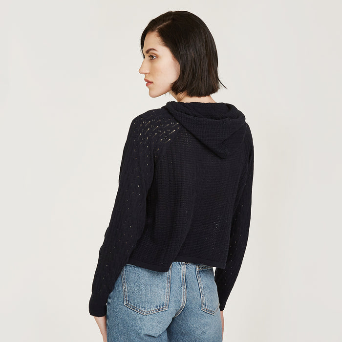 Autumn Cashmere Mixed Stitch Hoodie In Navy Blue