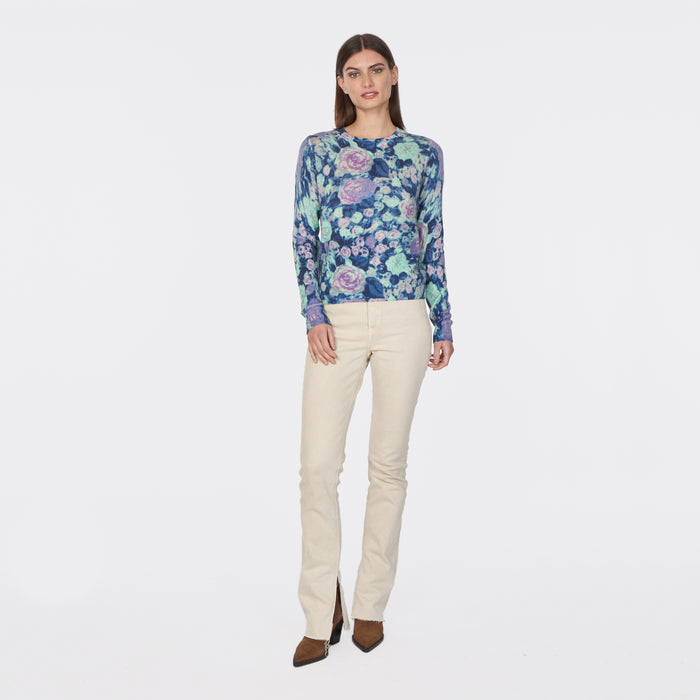 Autumn Cashmere Multi Color Floral Crew