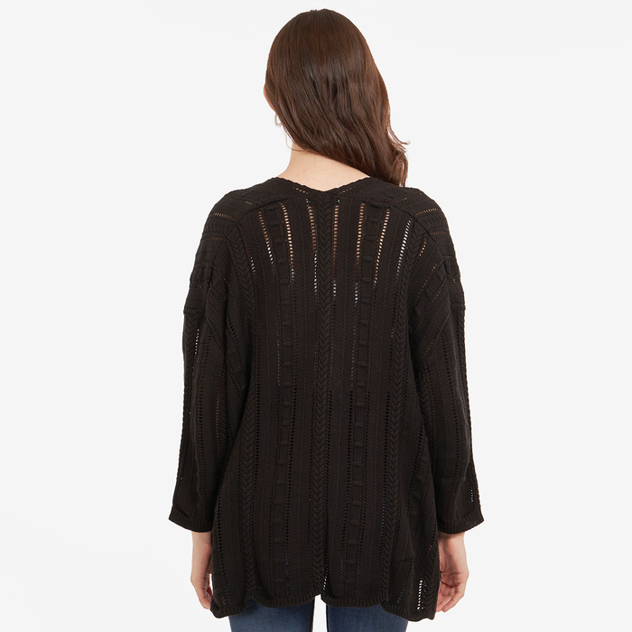 Autumn Cashmere Open Pointelle Duster In Black