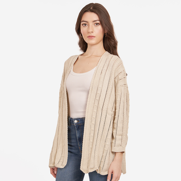 Autumn Cashmere Open Pointelle Duster In Hemp
