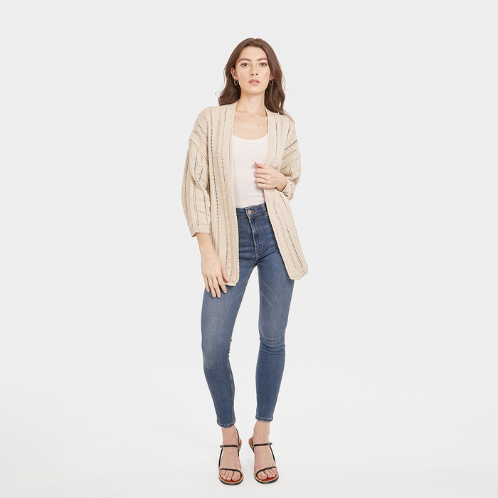 Autumn Cashmere Open Pointelle Duster In Hemp