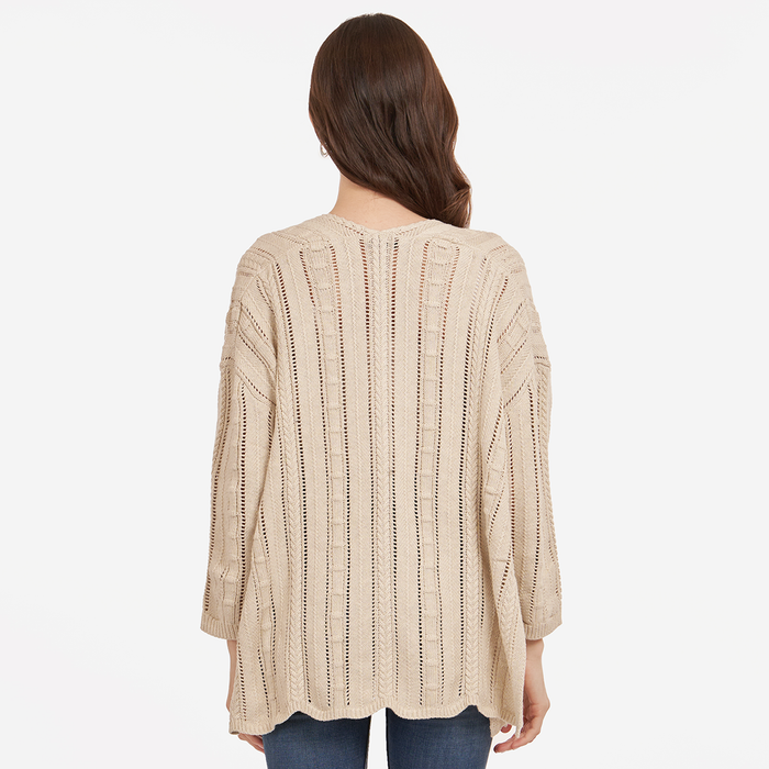 Autumn Cashmere Open Pointelle Duster In Hemp