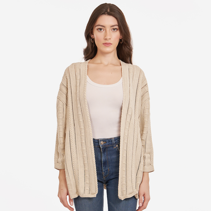 autumn cashmere Open Pointelle Duster in Hemp