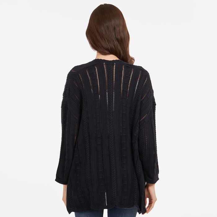 Autumn Cashmere Open Pointelle Duster In Navy Blue
