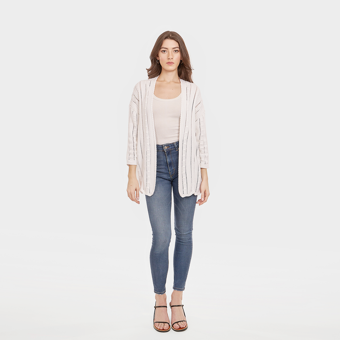 Autumn Cashmere Open Pointelle Duster In White
