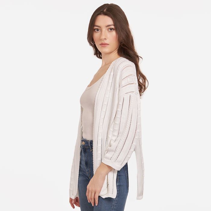 Autumn Cashmere Open Pointelle Duster In White