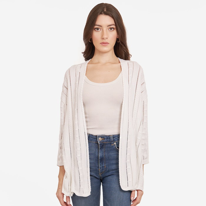autumn cashmere Open Pointelle Duster in White