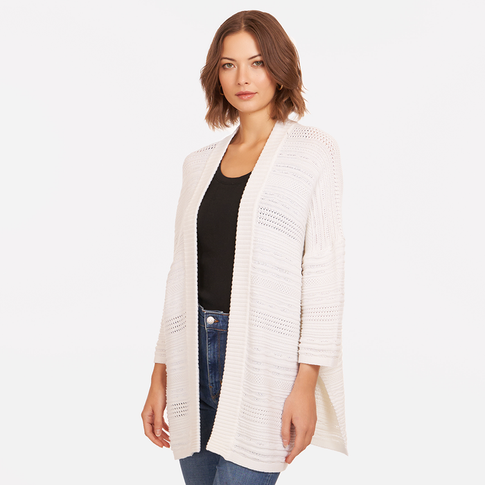 Autumn Cashmere Open Stitch Beach Duster In White