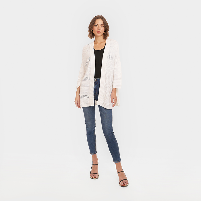 Autumn Cashmere Open Stitch Beach Duster In White