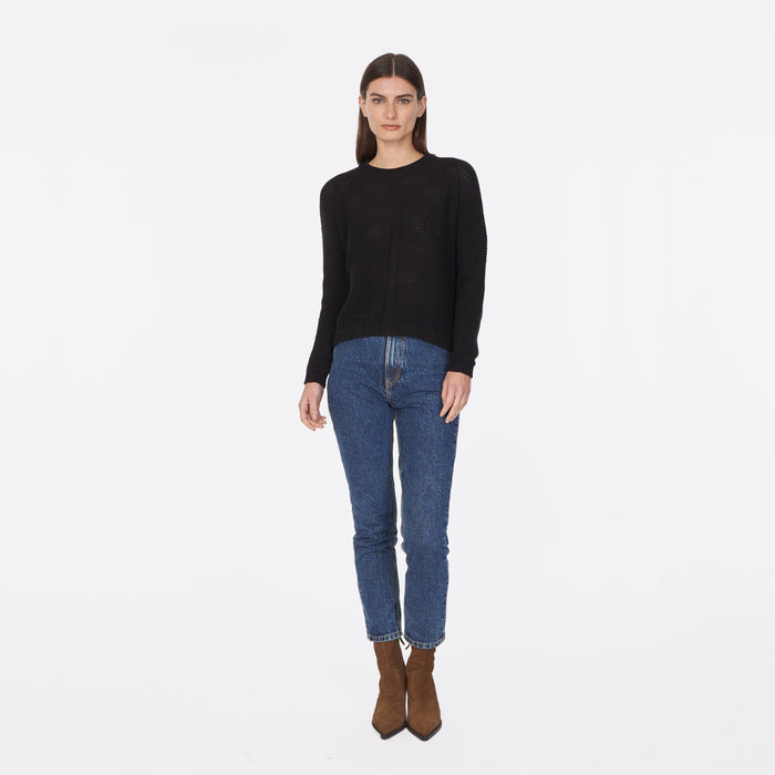 Autumn Cashmere Open Stitch Crew In Black