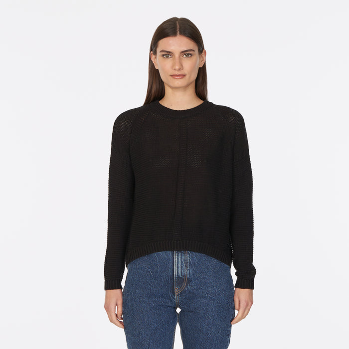 autumn cashmere Open Stitch Crew in Black