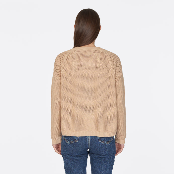 Autumn Cashmere Open Stitch Crew In Butterscotch