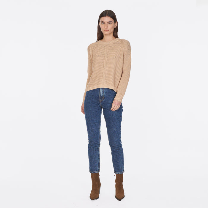 Autumn Cashmere Open Stitch Crew In Butterscotch