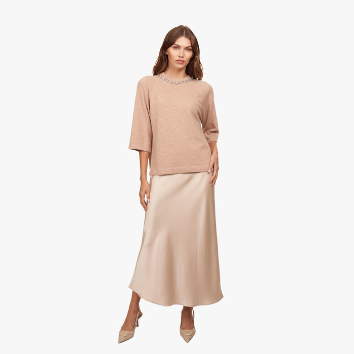 Autumn Cashmere Oversized Tee W/ Rhinestone Trim