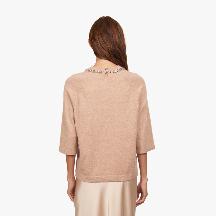 Autumn Cashmere Oversized Tee W/ Rhinestone Trim