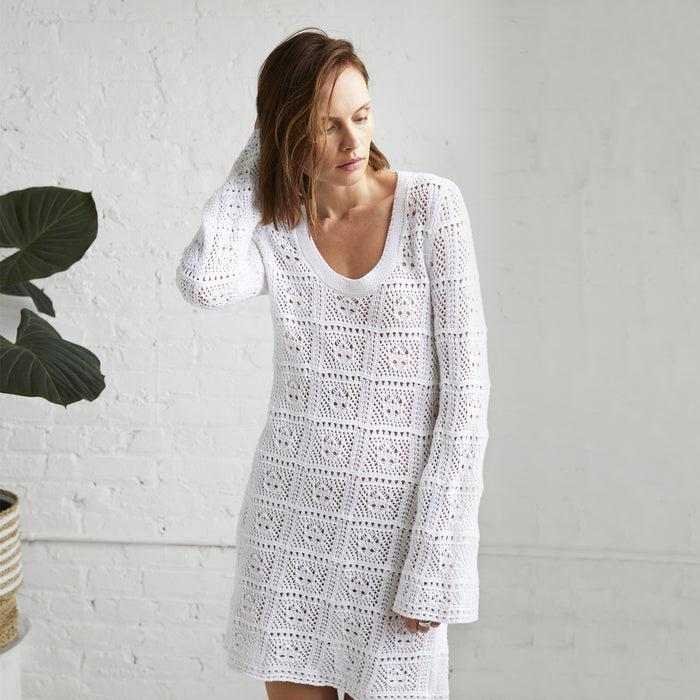 Autumn Cashmere Patchwork Mini Dress Bell Sleeve