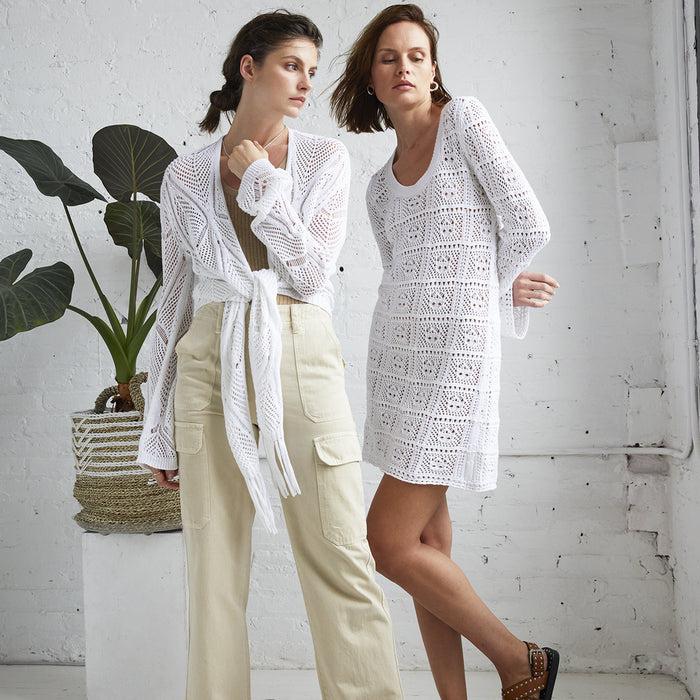 Autumn Cashmere Patchwork Mini Dress Bell Sleeve