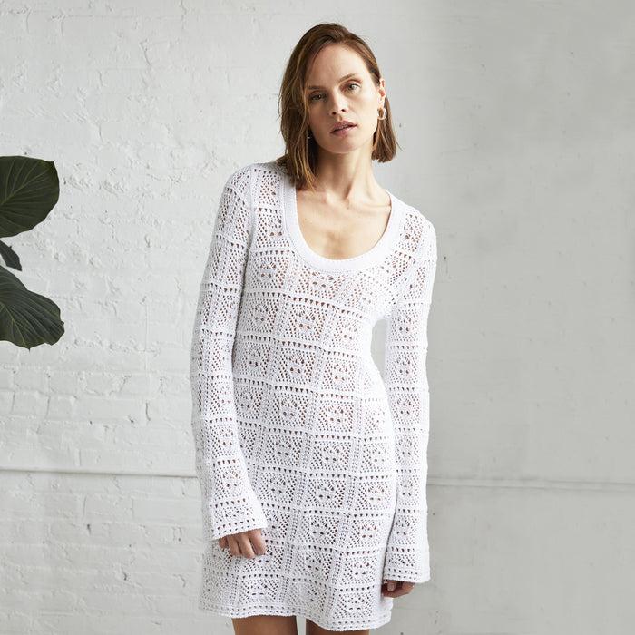 autumn cashmere Patchwork Mini Dress Bell Sleeve