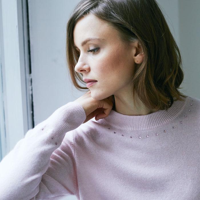 Autumn Cashmere Placed Jewel Crew