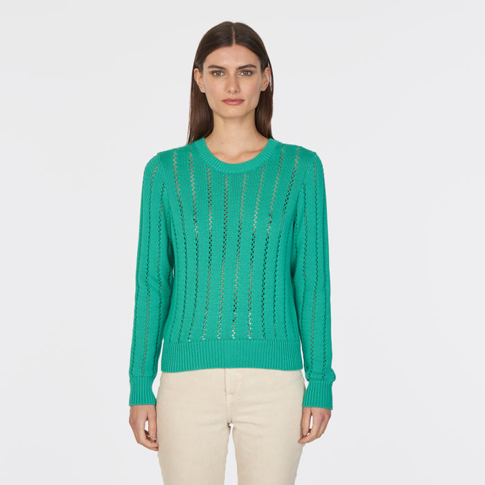 Autumn Cashmere Pointelle Ladder Stitch Crew