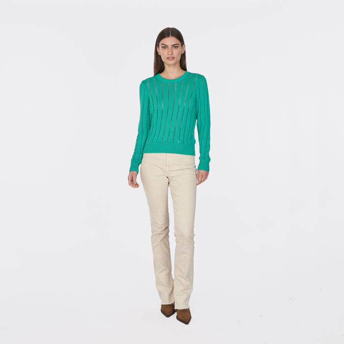 Autumn Cashmere Pointelle Ladder Stitch Crew