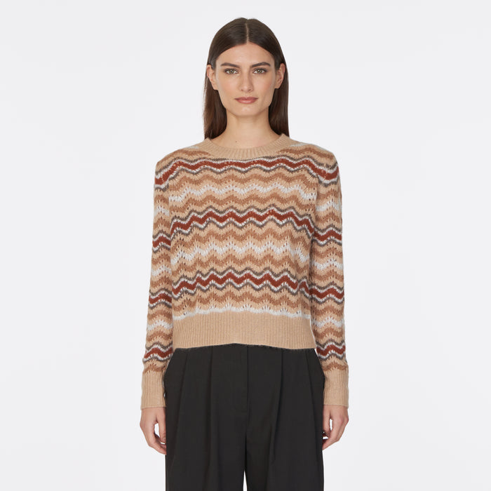 Autumn Cashmere Pointelle Wavy Stripe Crew