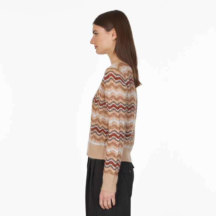 Autumn Cashmere Pointelle Wavy Stripe Crew