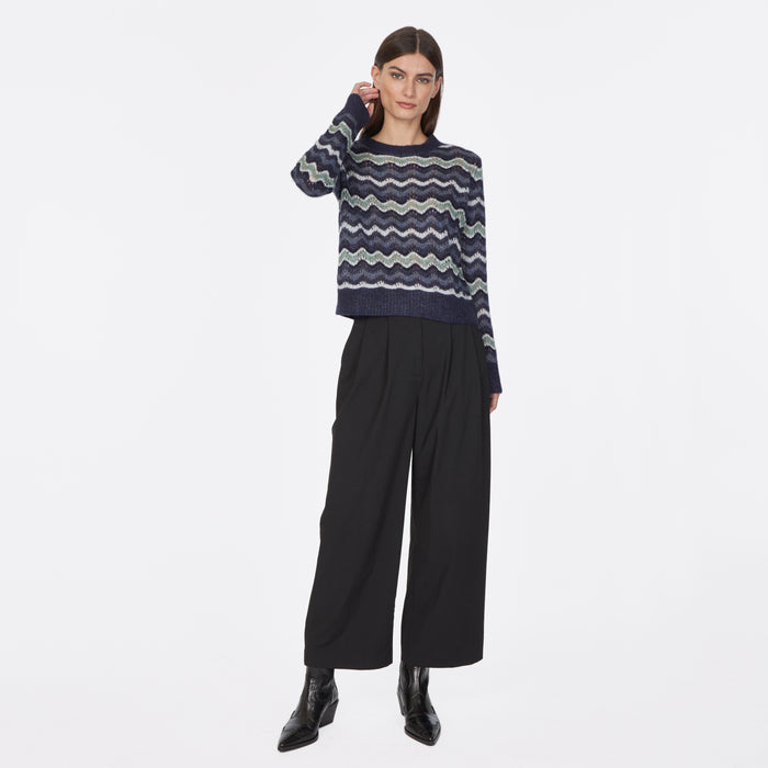 Autumn Cashmere Pointelle Wavy Stripe Crew