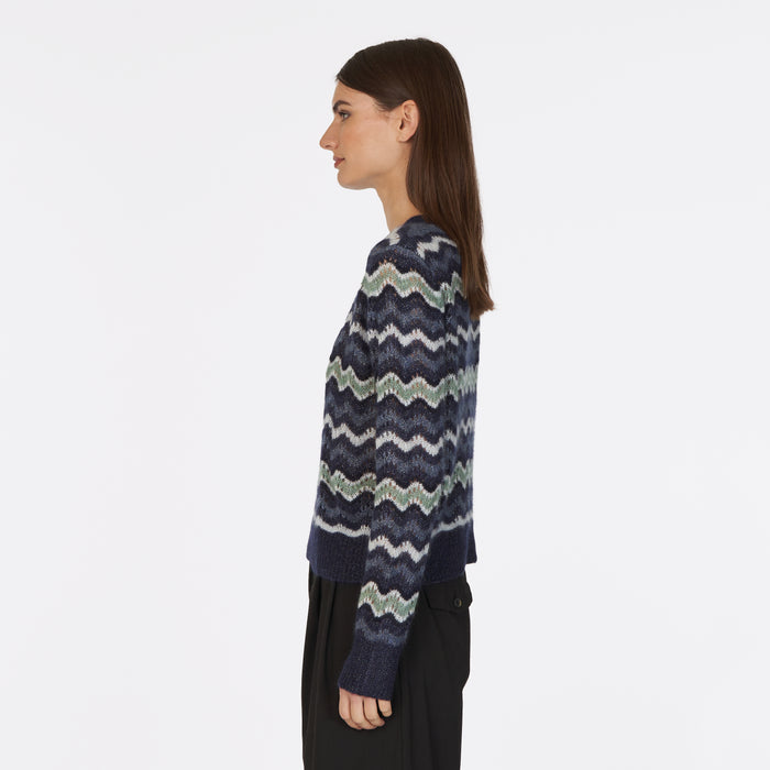 Autumn Cashmere Pointelle Wavy Stripe Crew