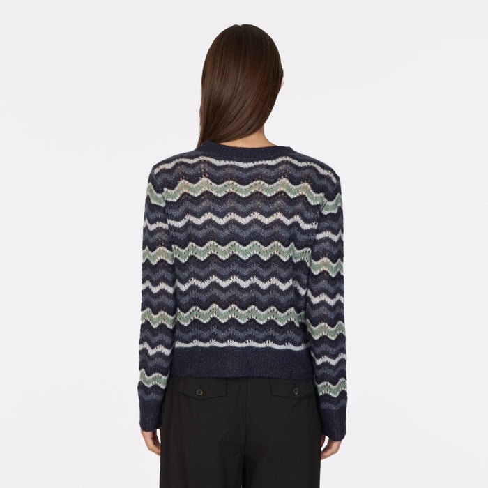 Autumn Cashmere Pointelle Wavy Stripe Crew