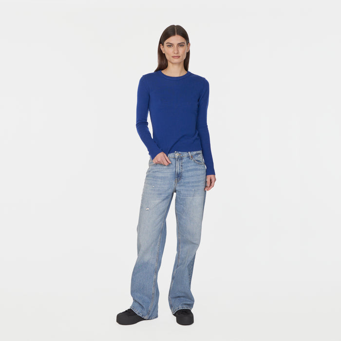 Autumn Cashmere Raw Edge Crew In Sodalite