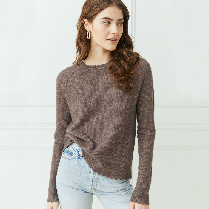Autumn Cashmere Raw Edge Shaker Crew