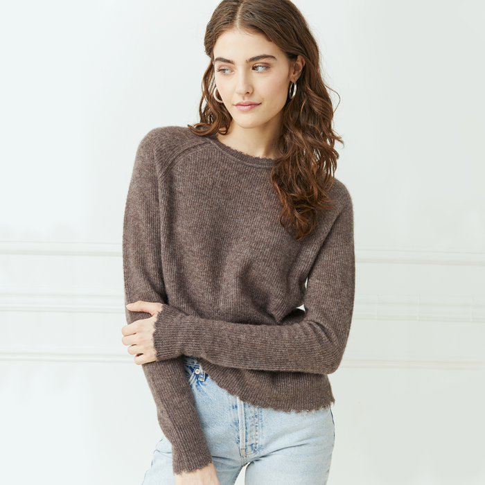 autumn cashmere Raw Edge Shaker Crew