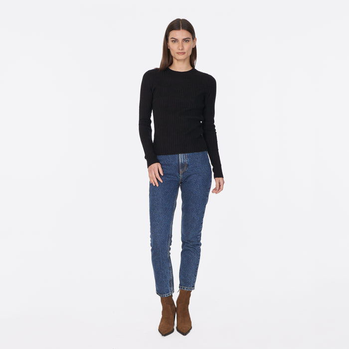 Autumn Cashmere Rib Crew In Black