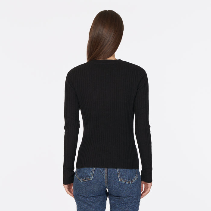 Autumn Cashmere Rib Crew In Black