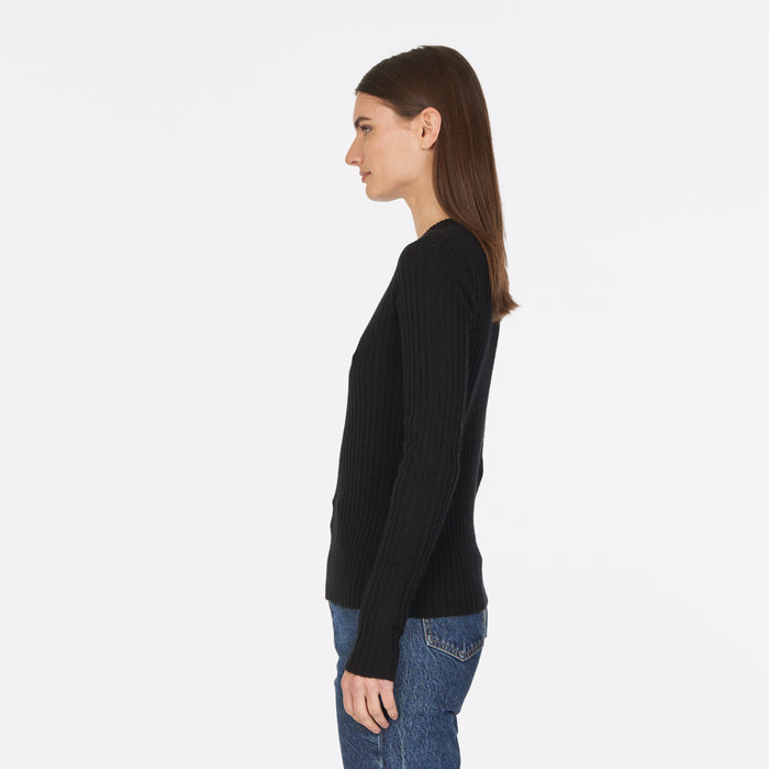 Autumn Cashmere Rib Crew In Black