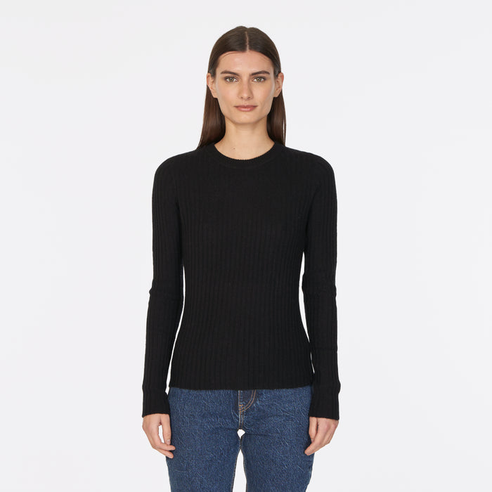 autumn cashmere Rib Crew in Black