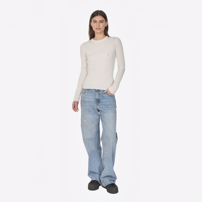 Autumn Cashmere Rib Crew In Chalk